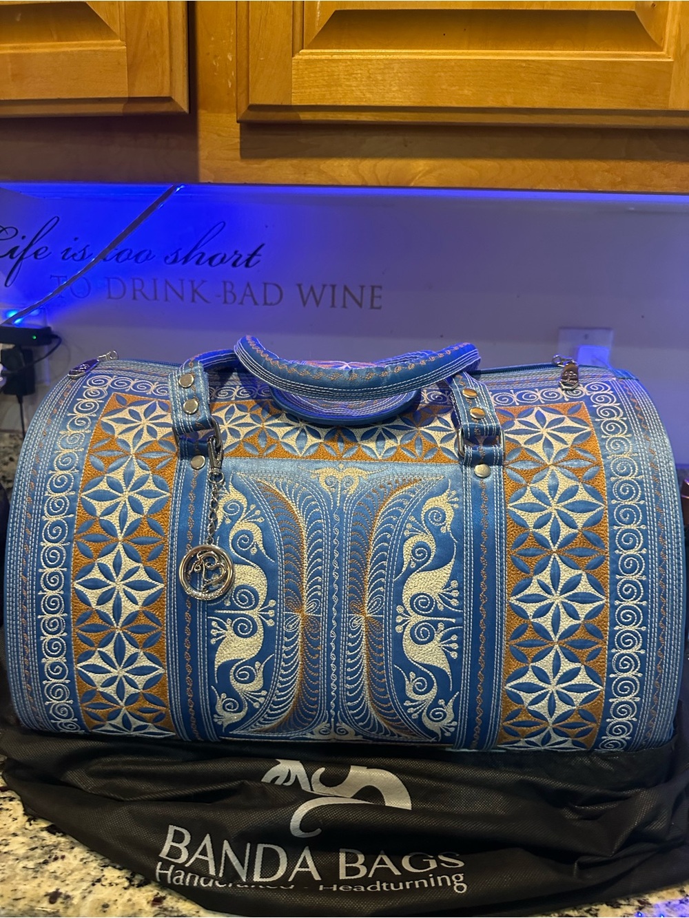 Banda Bags Blue Embroidered Travel Bag